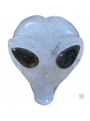 Crâne alien cristal de roche labradorite 875g